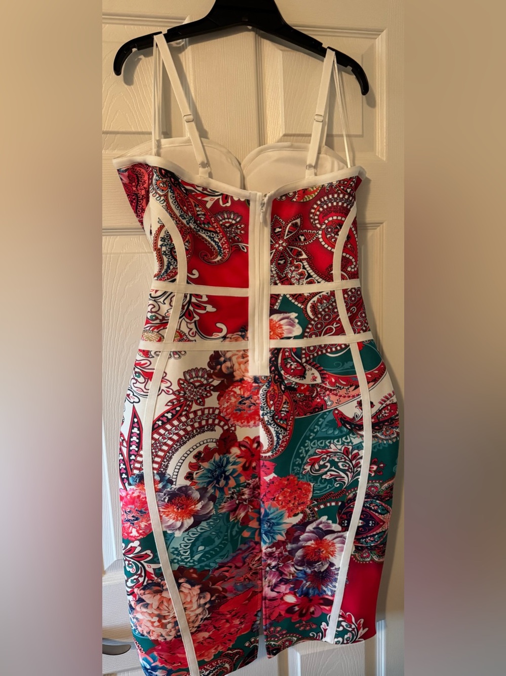 Brand New Fashion Nova Aurelia Floral Paisley Bandage Midi Dress - Pink & Teal - Picture 5 of 7